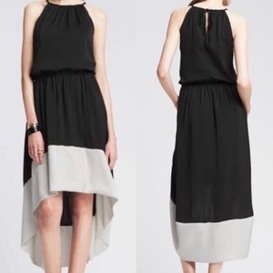 Banana republic black and white high low midi dress